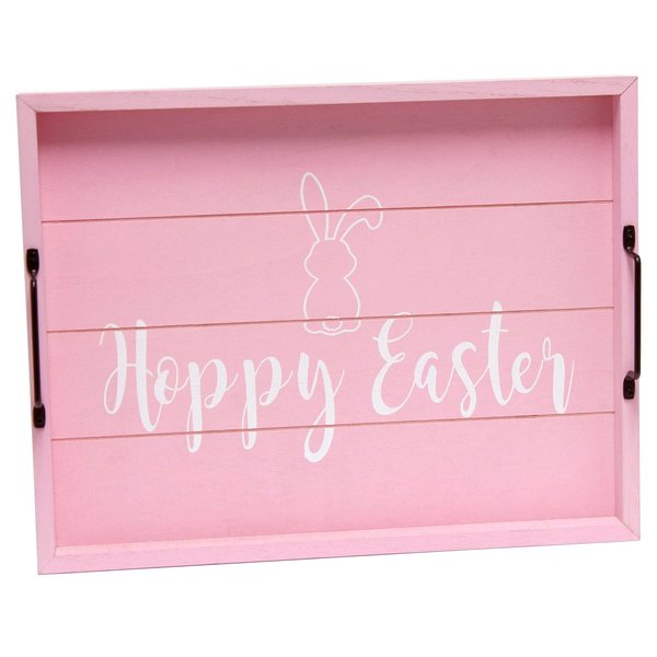 Elegant Designs "Hoppy Easter" Wood Serving Tray with Handles, 15.50" x 12" HG2000-LPE